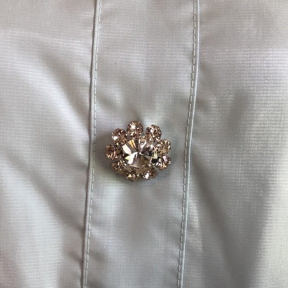 DANIELLE BERNSTEIN Size 6 Delicate Blue Rhinestone Puff Sleeve Satin Mini Dress - Picture 4 of 16